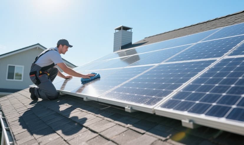 Roof and solar panel cleaning on a Roseville home by ProFlow Home Services